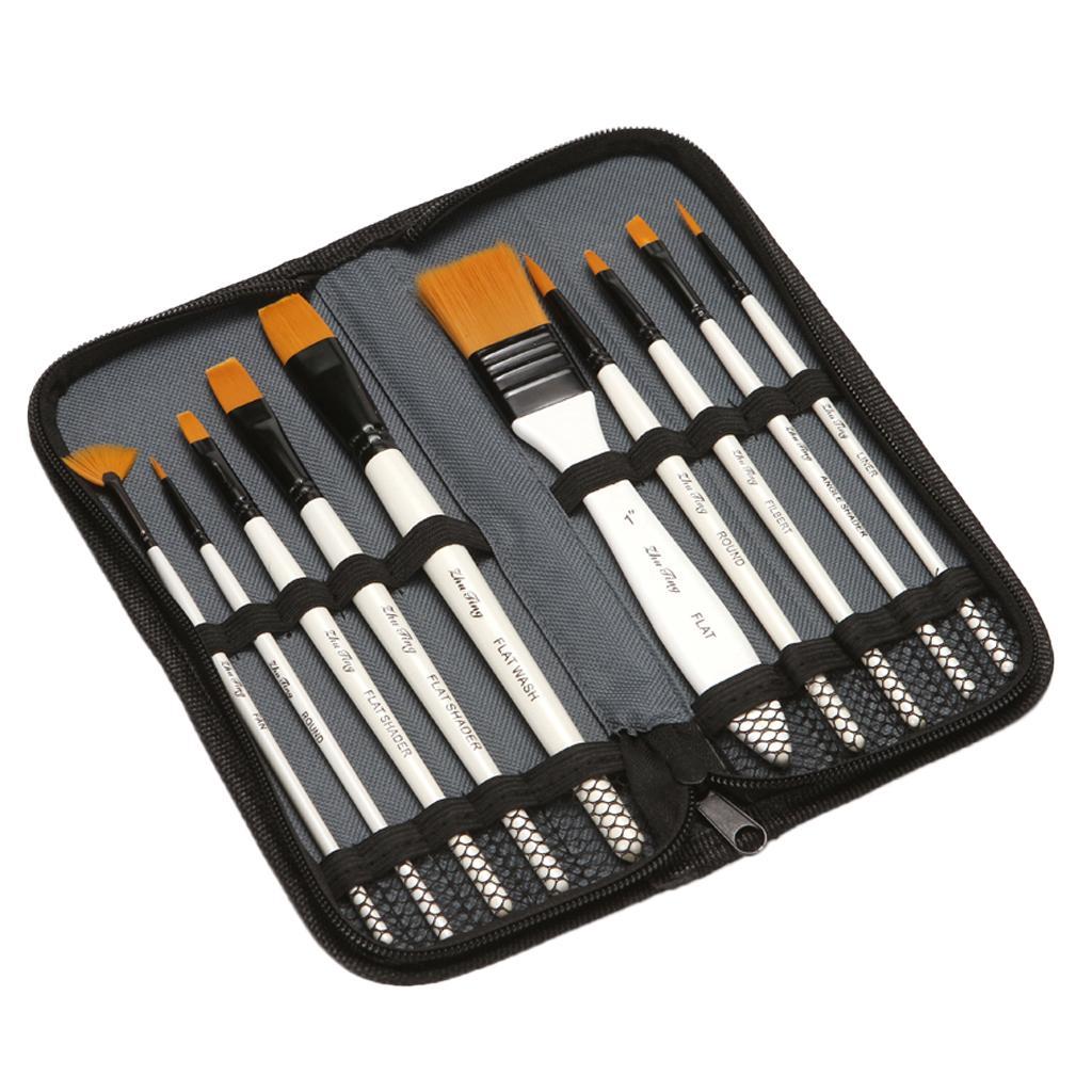 10x Art Painting Brushes Set Acrylic Oil Watercolor Paint Artist Paint Brush