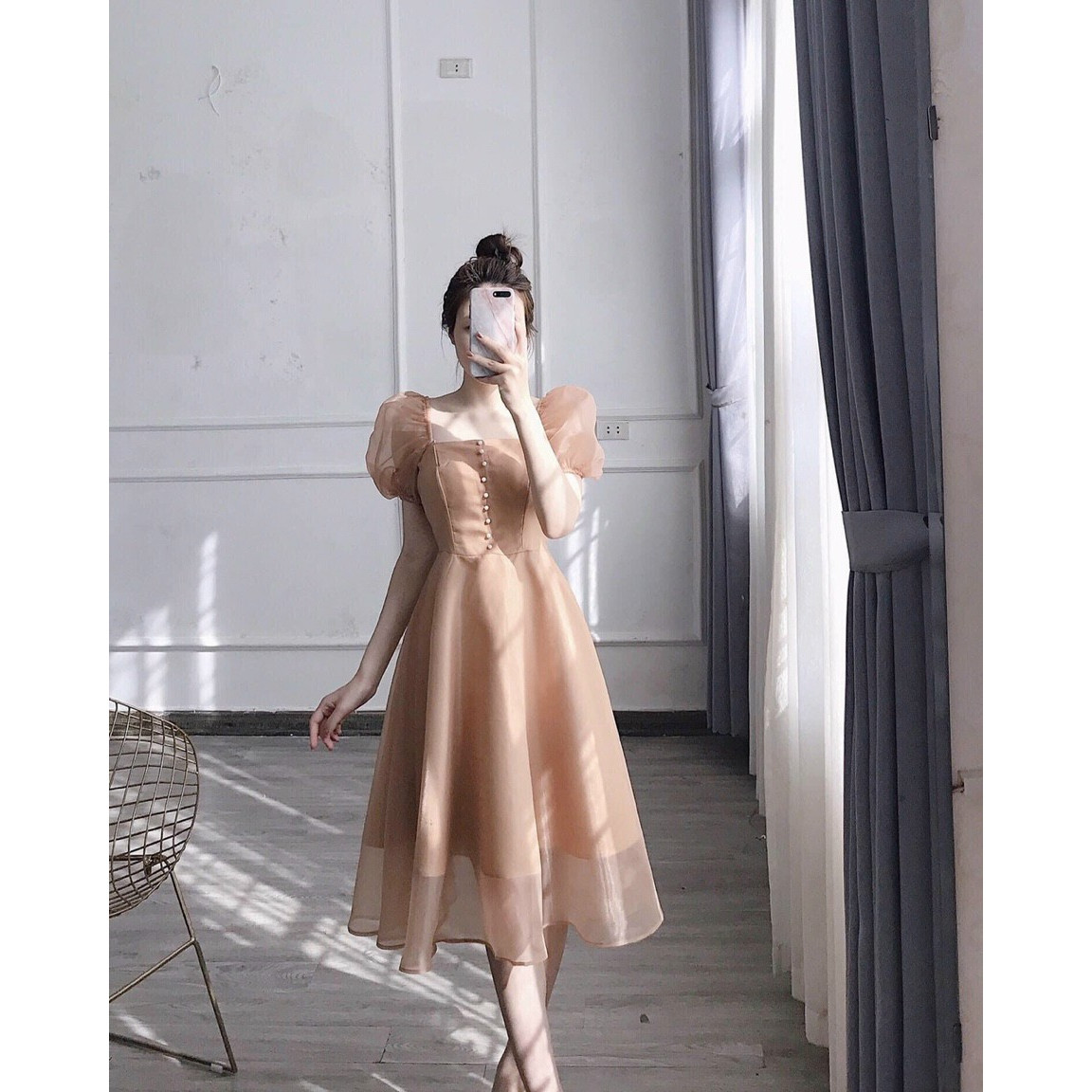 Đầm xòe voan lụa tiểu thư thướt tha NT8234