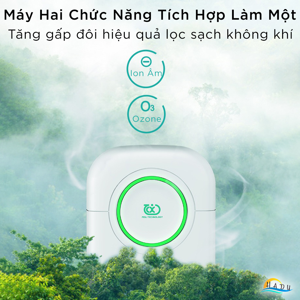 Máy Khử Mùi Nhà Vệ Sinh Phòng Khách Chó Mèo Diệt Khuẩn Ozone Lọc Không Khí Ion Âm Cao Cấp HADU
