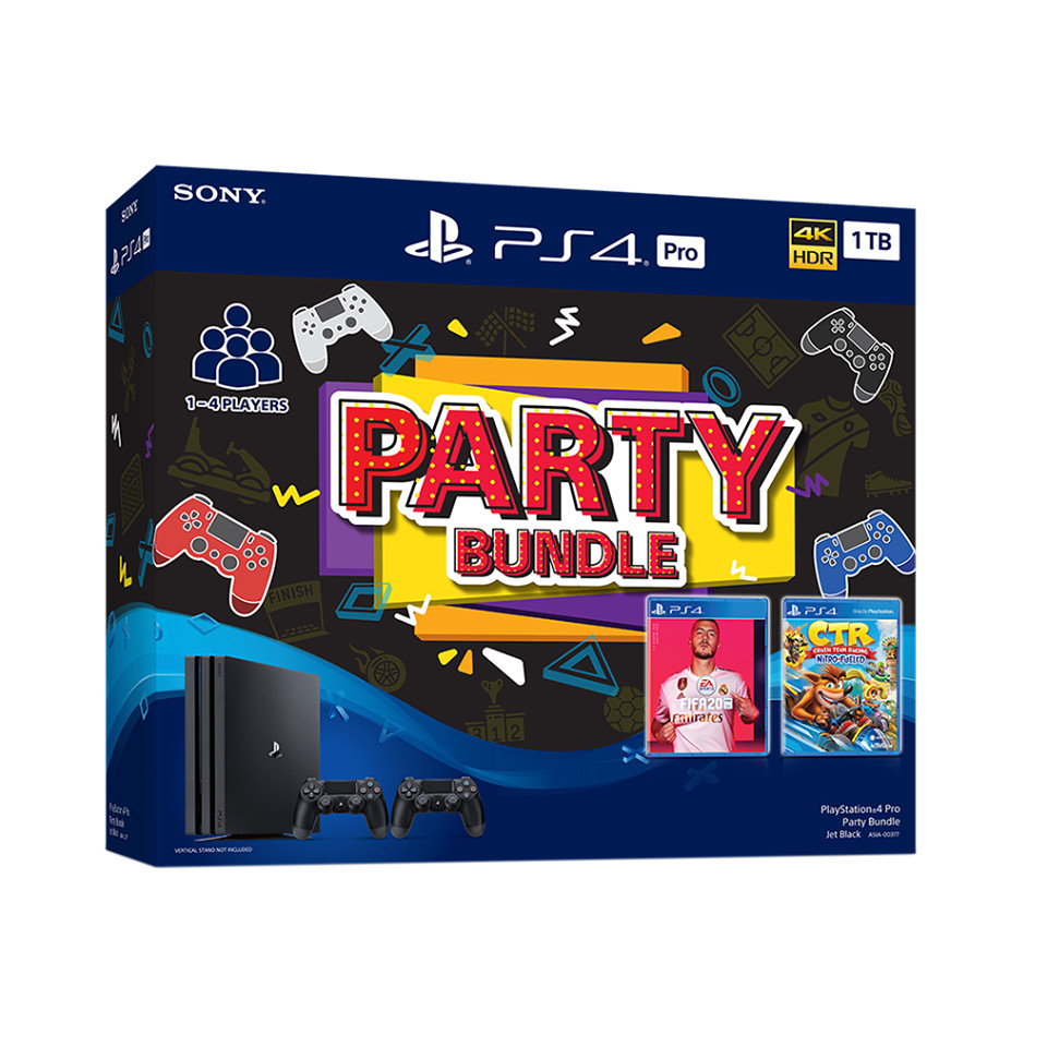 Bộ Ps4 Pro 1Tb Party  Bundle - 2 Tay Cầm - 2 Game Fifa 20 &amp; Crash Team Racing - Chính Hãng