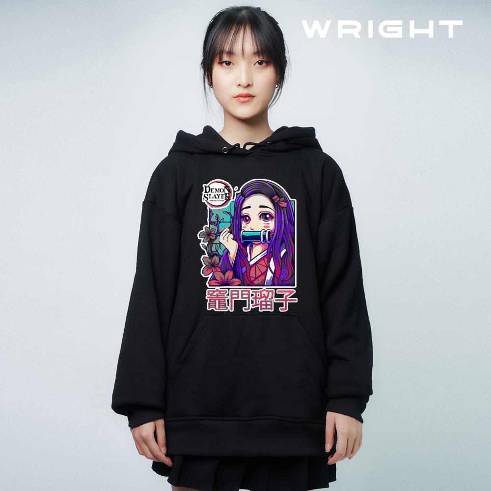 Áo hoodie anime nezuko kamado phong cách chibi nhật bản wright oversize unisex