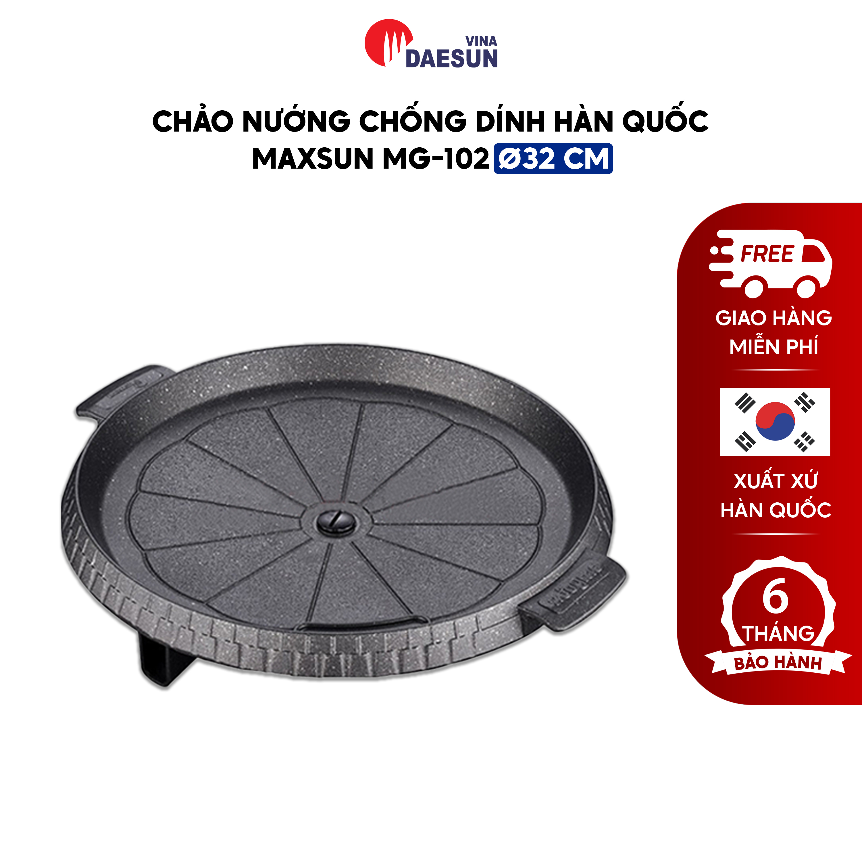 Chảo Nướng Chống Dính Maxsun - Lỗ Thoát Dầu Mỡ | Không Khói | 4 Lớp | Phủ Đá Cao Cấp | Hàng Chính Hãng