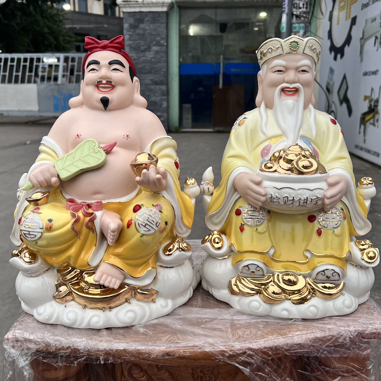 [12inch] Tượng Thần Tài Thổ Địa sứ đức hóa cao cấp nhập khẩu Đài Loan cao 29cm – Vàng