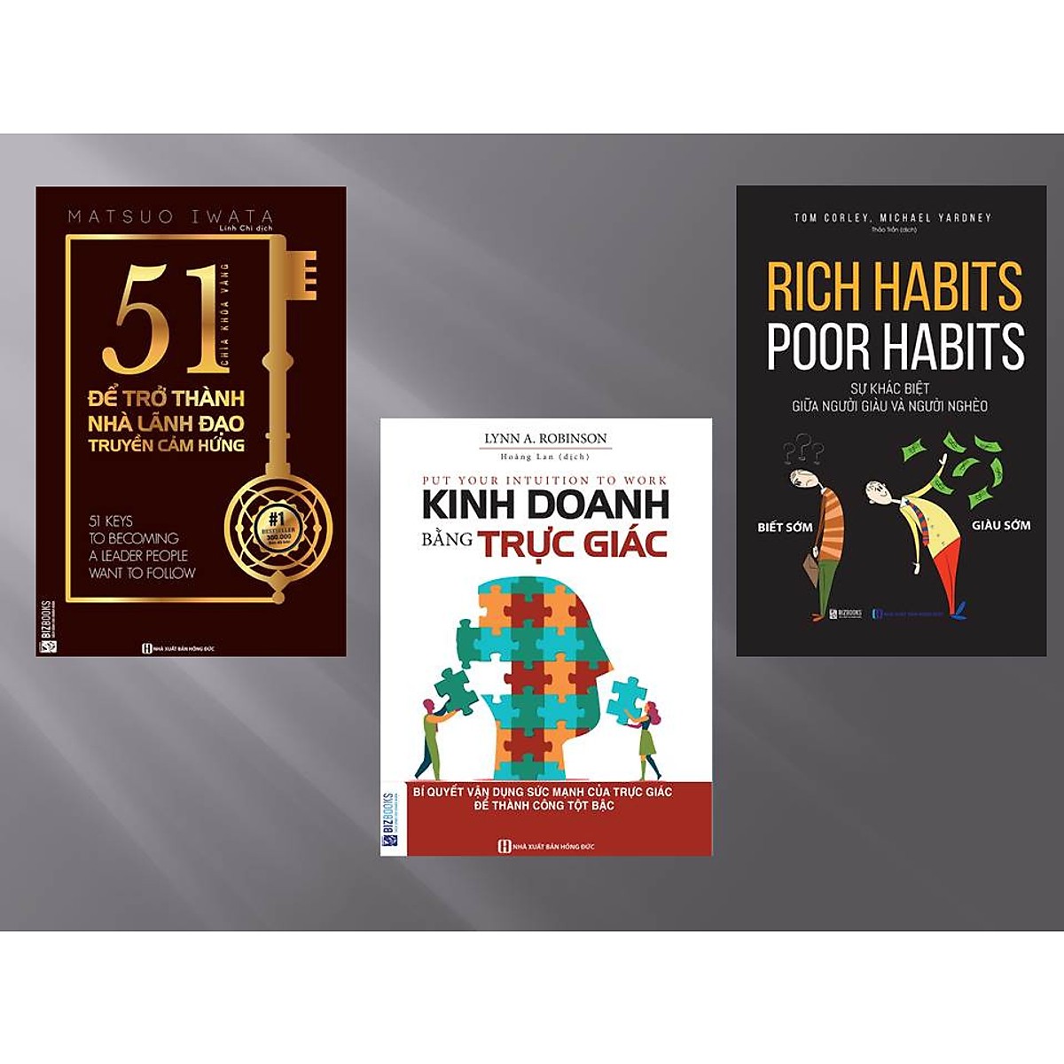 Combo 3 cuốn: 51 Chìa khóa vàng để trở thành nhà lãnh đạo truyền cảm hứng + Kinh Doanh Bằng Trực Giác + Rich Habits - Poor Habits Sự khác biệt giữa người giàu và người nghèo QP