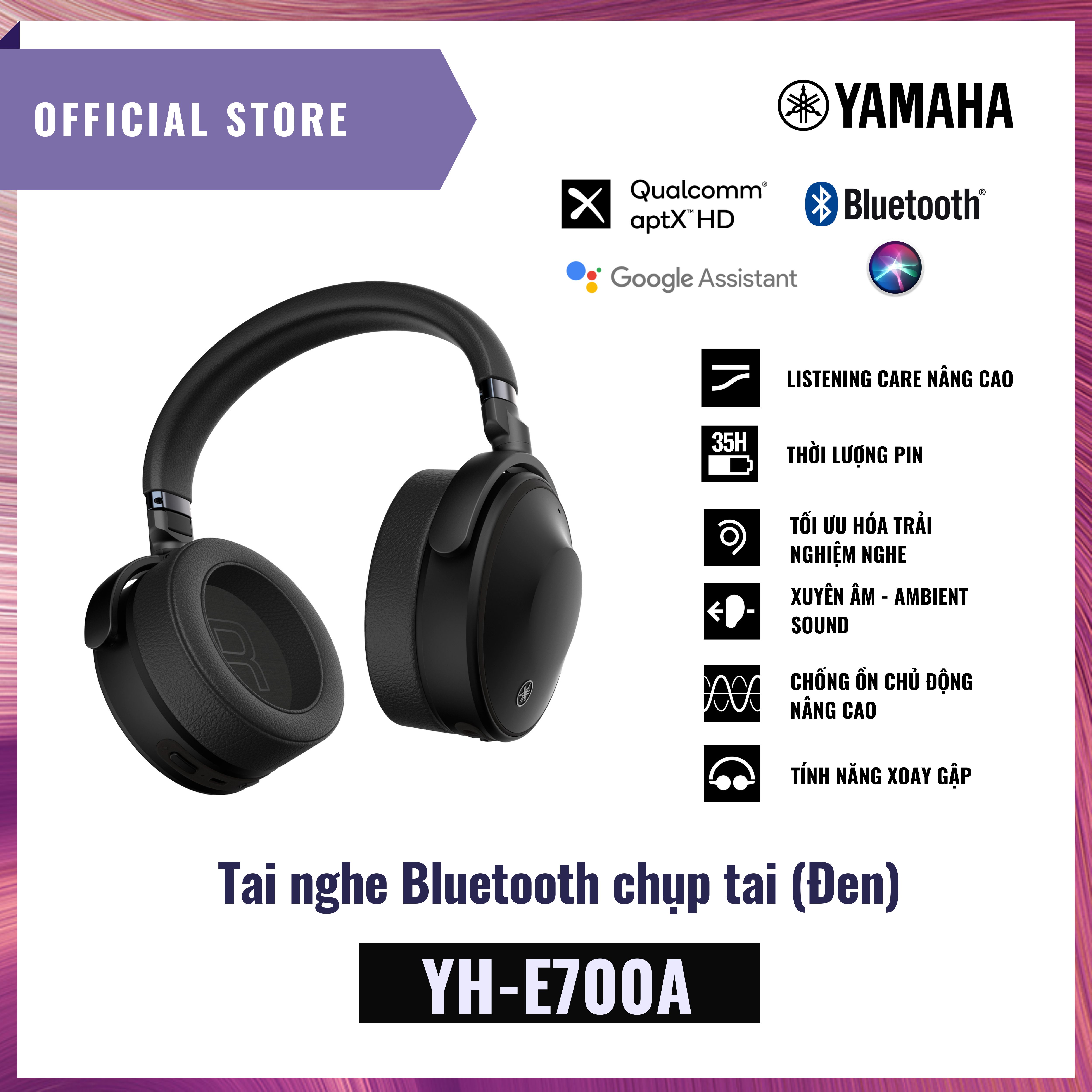 Tai nghe bluetooth  Yamaha YH-E700A - Tai nghe không dây chụp tai - Khả năng chống nước tốt - Hàng Chính Hãng