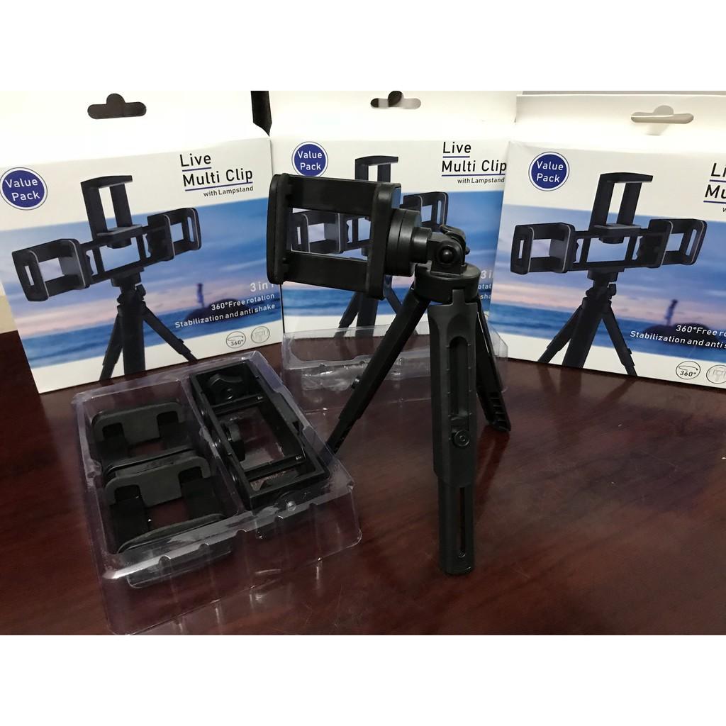 Gậy Tripod Mini MT01 Thế Hệ Mới, 3 Kẹp Điện Thoại