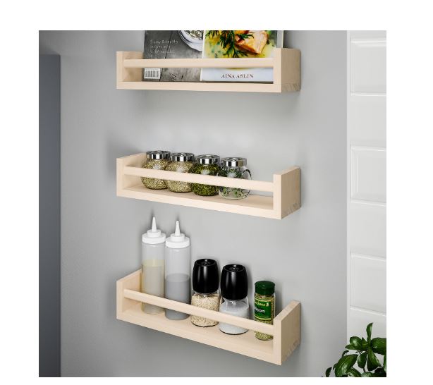Giá gỗ treo tường để gia vị 40x10x9cm
