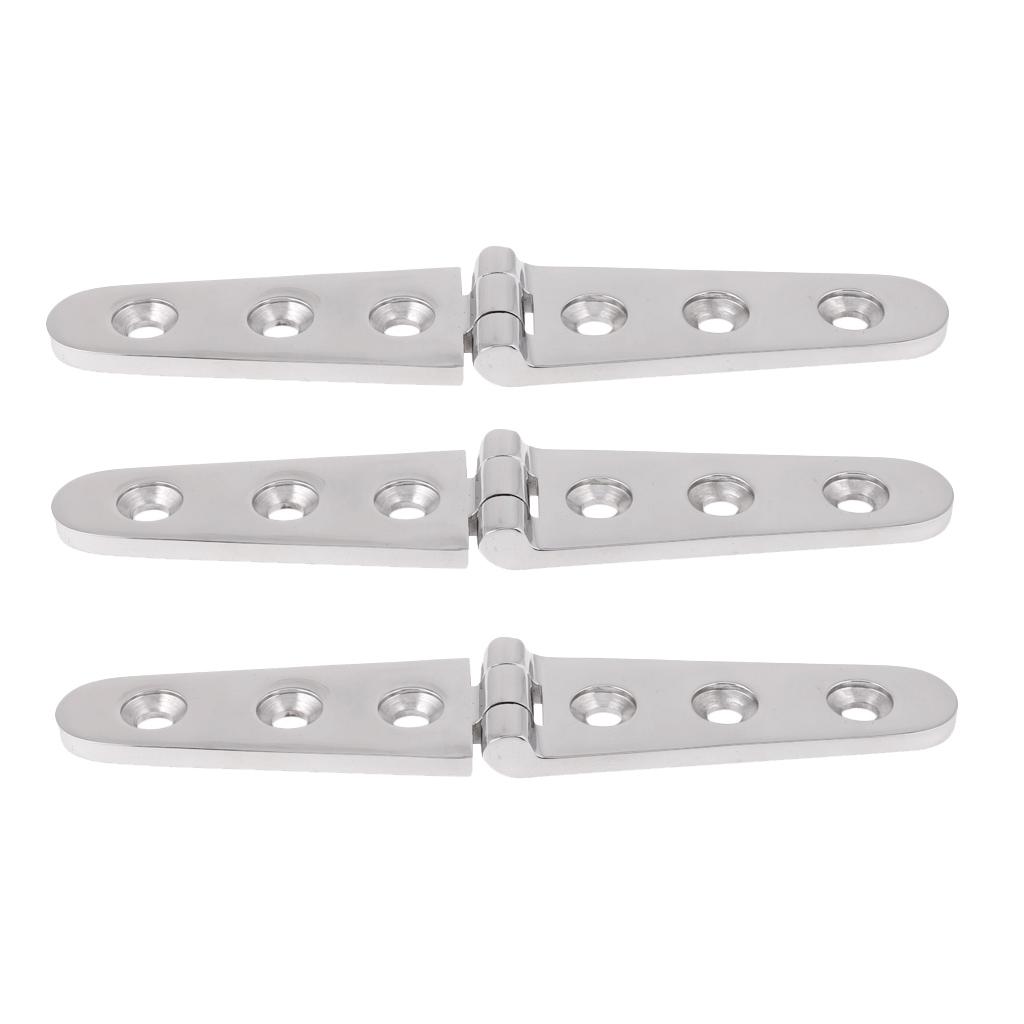 3pcs 6 inch Cast Strap Hinge For Marine Polished Stainless Steel Width 1''