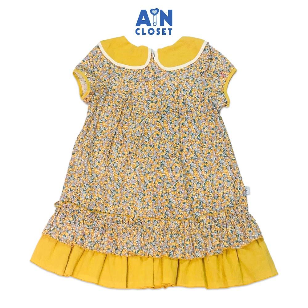 Đầm bé gái họa tiết Hoa Baby cổ sen vàng cotton - AICDBG9T6605 - AIN Closet