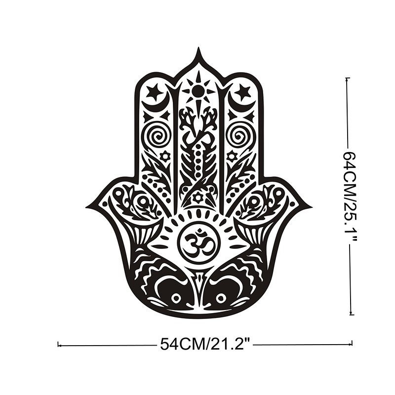 Decal dán tường bàn tay hamsa chữ om ý nghĩa tâm linh