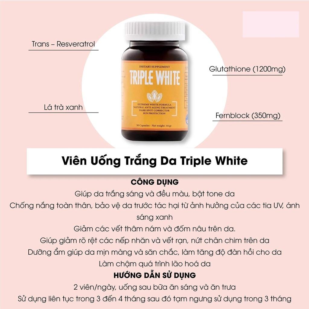 HÀNG NHẬP KHẨU - Viên Uống Triple White Trắng Sáng Da Chống Nắng Giảm Thâm Sạm Nám Chống Lão Hóa TRIPLEWHITE/VITAMIN