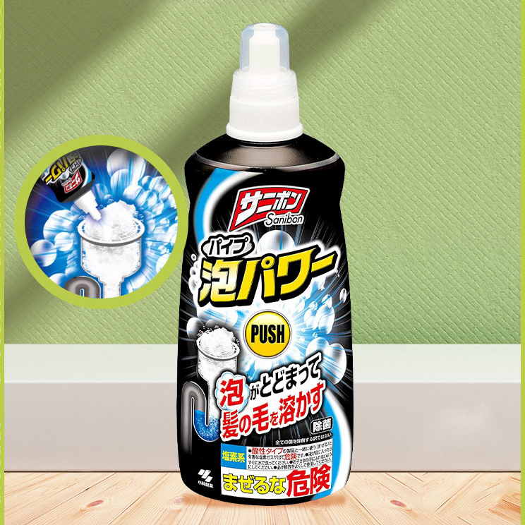 Nước thông cống Kobayashi Sanibon Nhật bản 400ml – bọt hoạt tính, tan tóc &amp; dầu mỡ