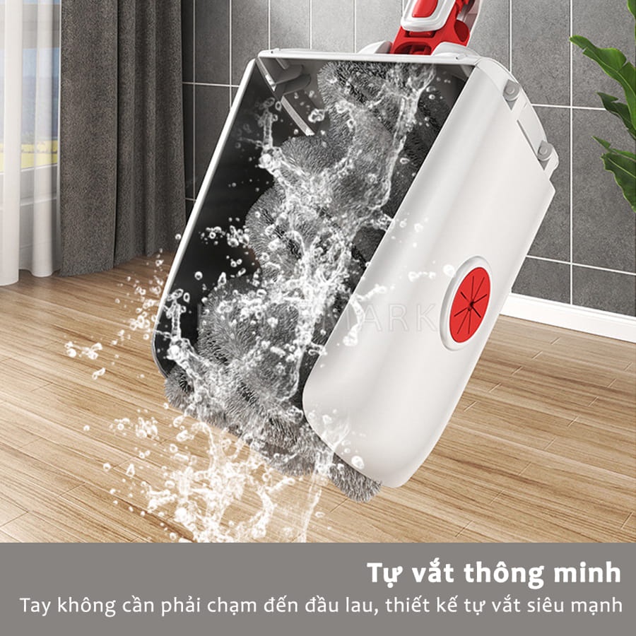 Cây Lau Nhà Tự Vắt Thông Minh Bản Ngang, Chổi Lau Nhà Tự Vắt Thông Minh Thiết Kế Xoay 360 Độ Tiện Lợi - HÀNG CHÍNH HÃNG MINIIN