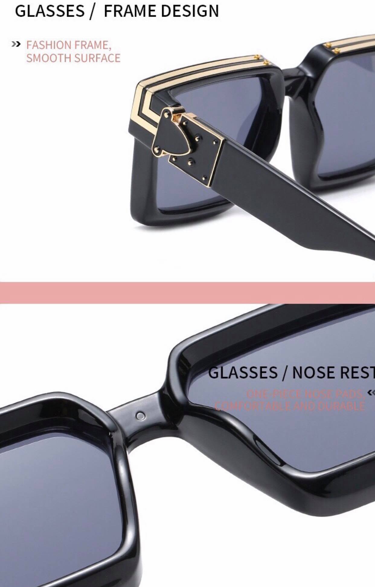 Kính râm thời trang Mắt vuông viền vàng cao cấp