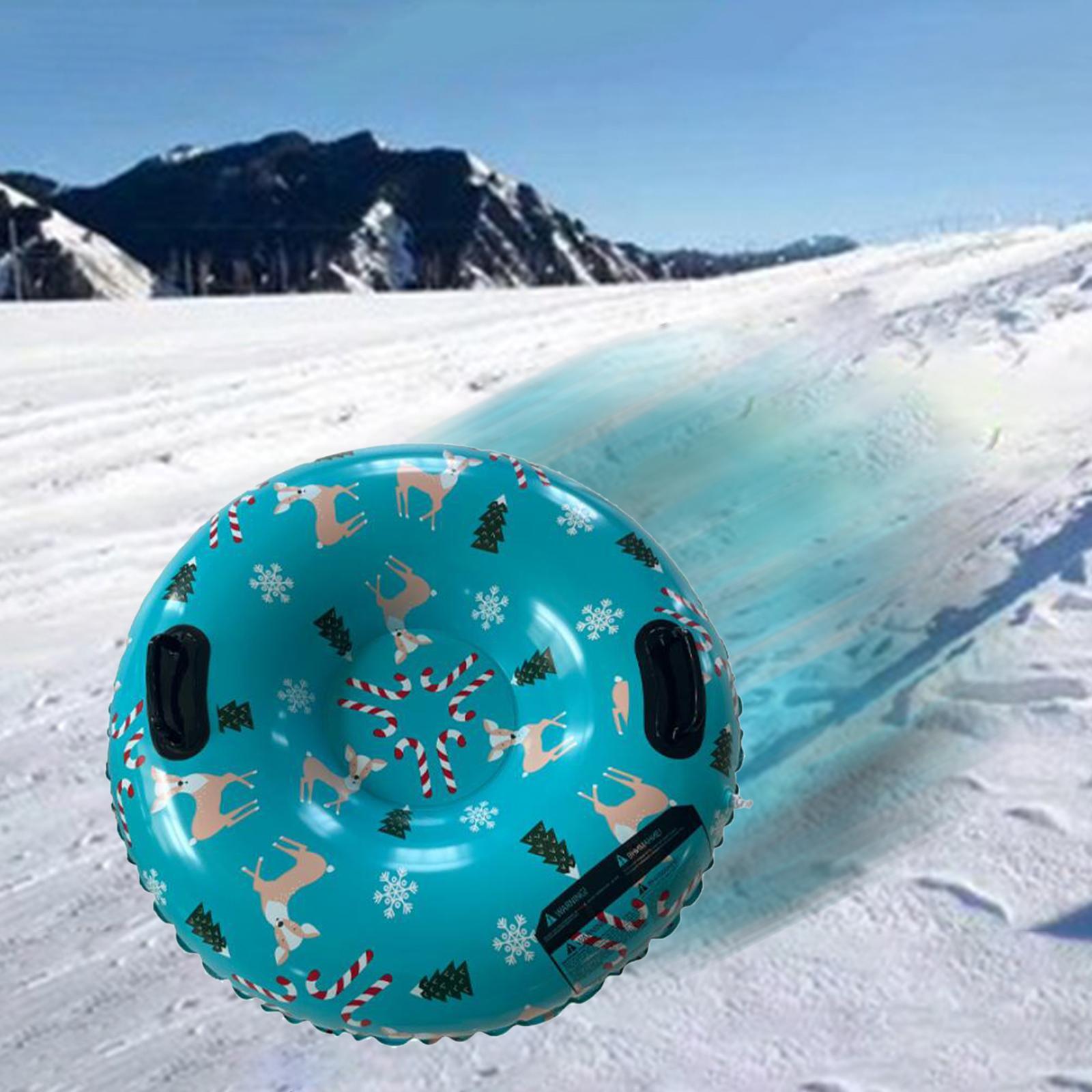 Heavy Duty Winter Snow Tube Easy to Carry Sledge 91cm Snow Toys Sleigh Tube Inflatable Sled for Backyard Children Outdoor Skiing Sports