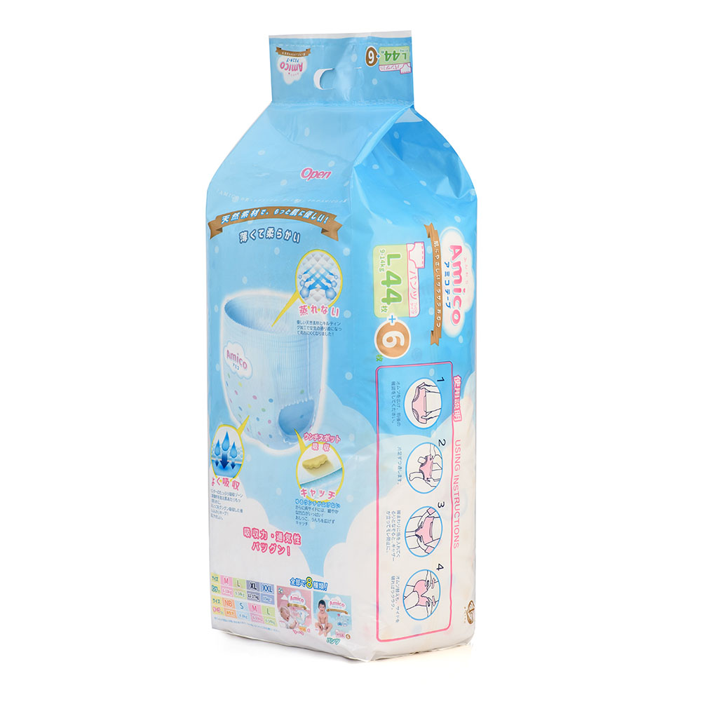 Bỉm - Tã quần Amico size L 44 + 6 miếng (Cho bé 9 - 14kg)