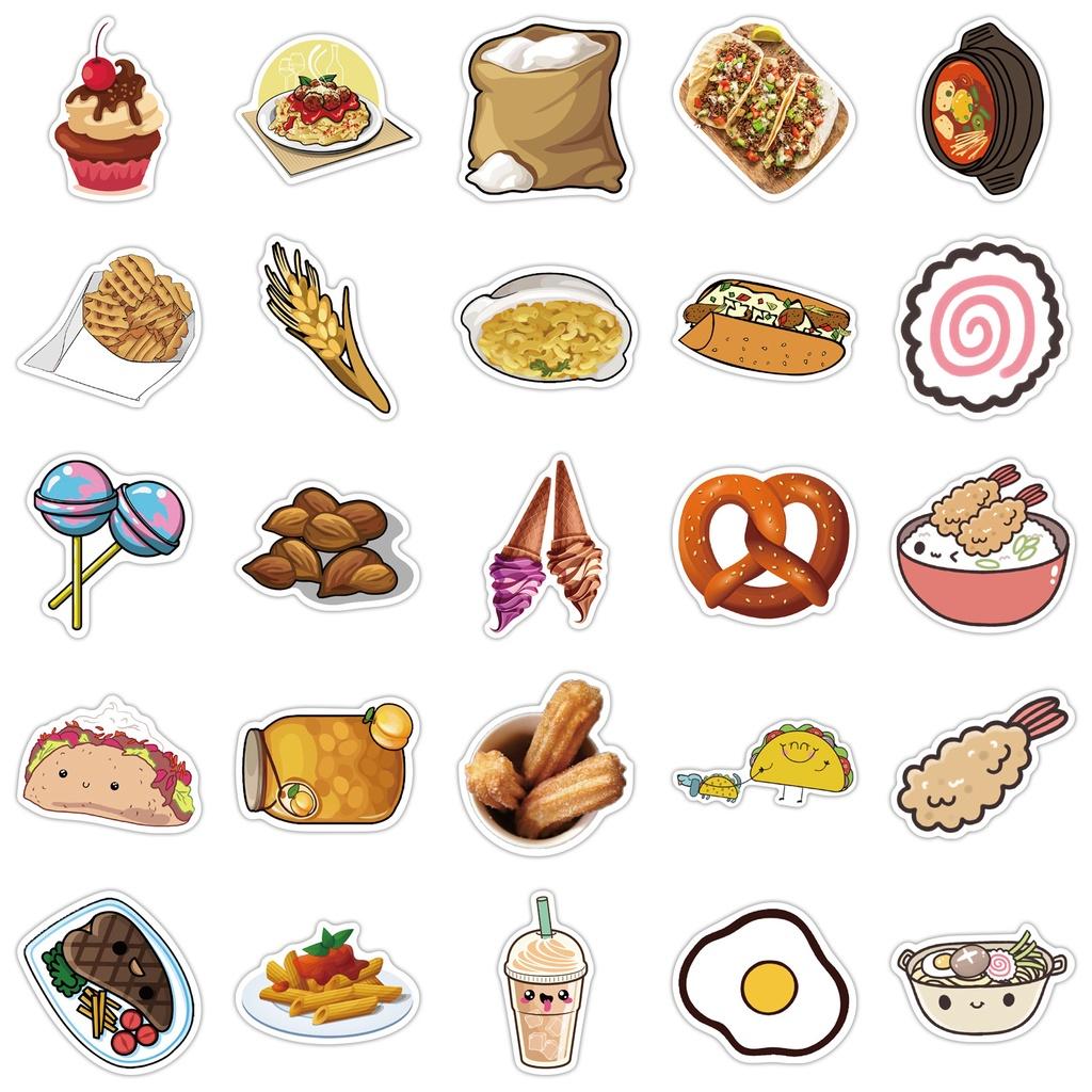 Set 50 Cái STICKER Food Chống Thấm Nước Trang Trí Điện Thoại , Laptop , Vali Siêu Cute