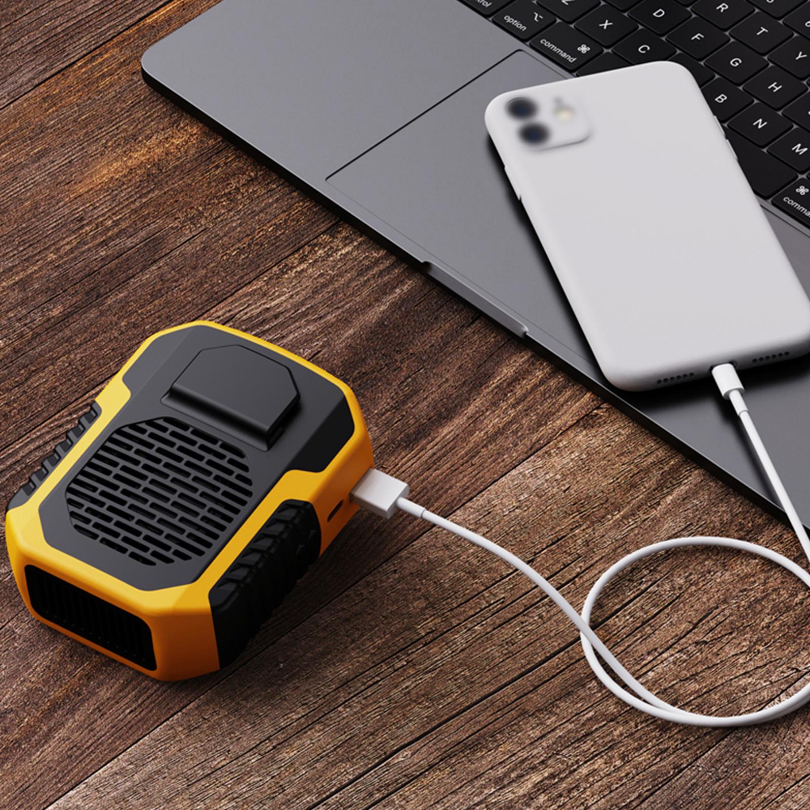 Mini Waist Clip Fan With 6000mah Battery Hands-Free Wearable Necklace Fan 3 Speeds Fan Belt Fan Emergency Power Bank