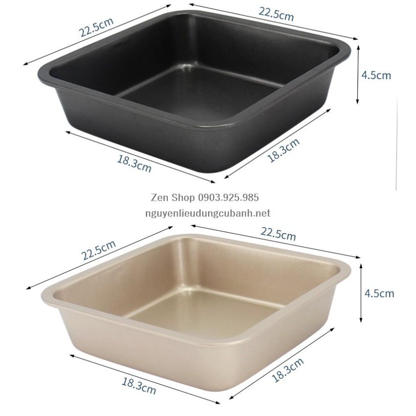 KHUÔN VUÔNG ĐÁY LIỀN CHỐNG DÍNH ĐEN & VÀNG 22CM
