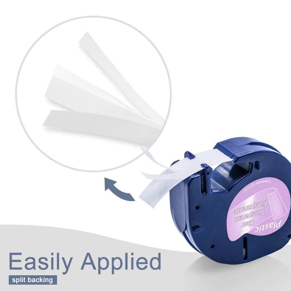 91201 91200 12mm * 4m Tương thích cho DYMO Letra Tag Nhãn Băng 12267 18771 91202 91203 91204 91205 Máy In Nhãn Nhựa Miếng Dán