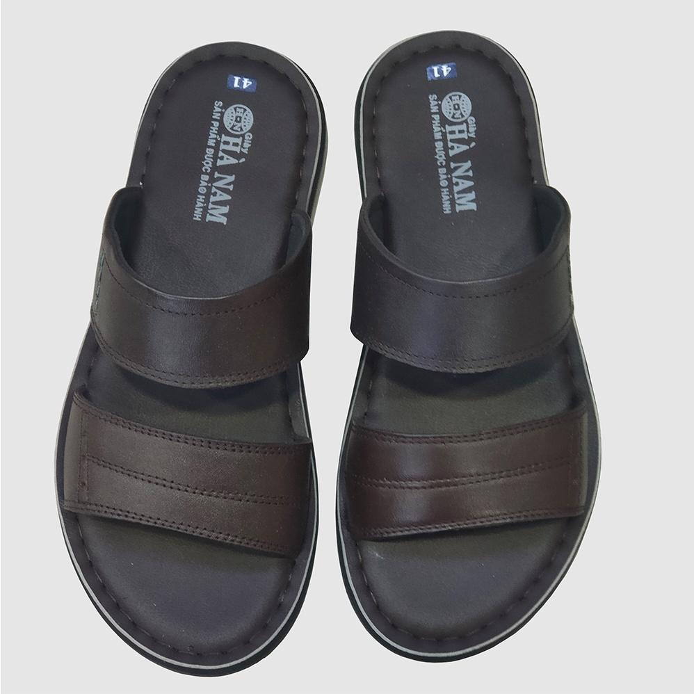 Dép Nam Quai Ngang Da Bò Thật TITI ĐÔ Cao Cấp DNA2153d