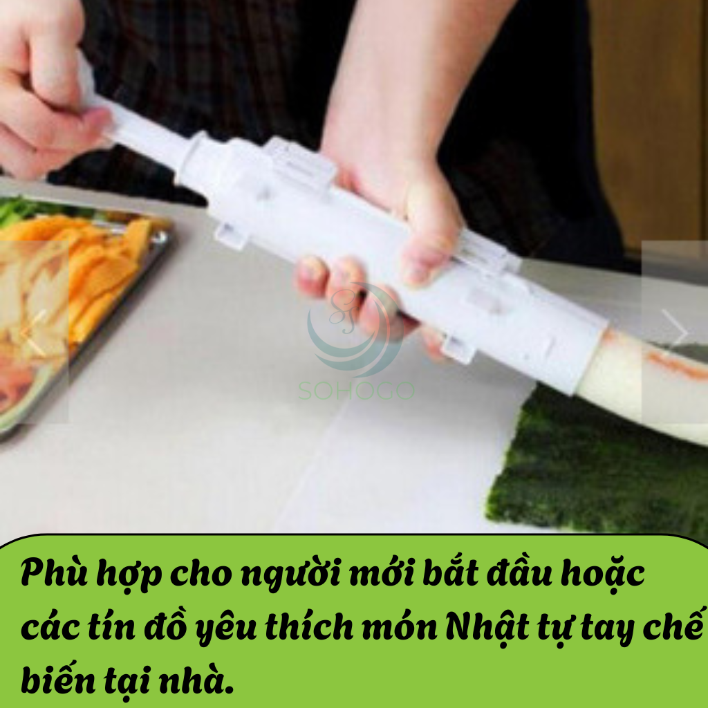 Ống Nén Sushi Thông Minh Kèm Thảm Cuộn Dụng Cụ Làm Sushi Siêu Nhanh - Combo Ống &amp; Mành Cuộn