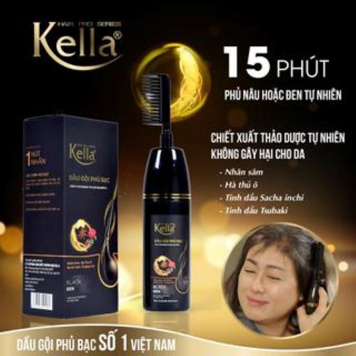 Dầu Gội Phủ Bạc kella Chiết Xuất Thảo Dược Màu Đen Tự Nhiên