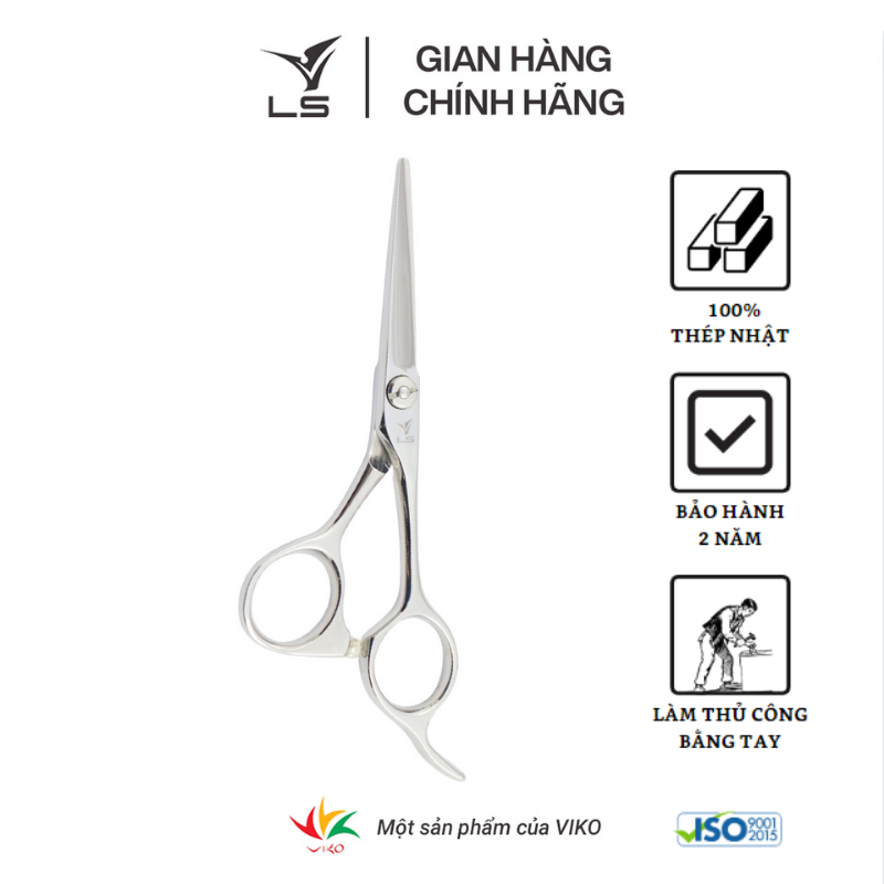 Kéo cắt tóc LS lưỡi thẳng quai offset phẳng đỡ ngón cố định CB12/4.5