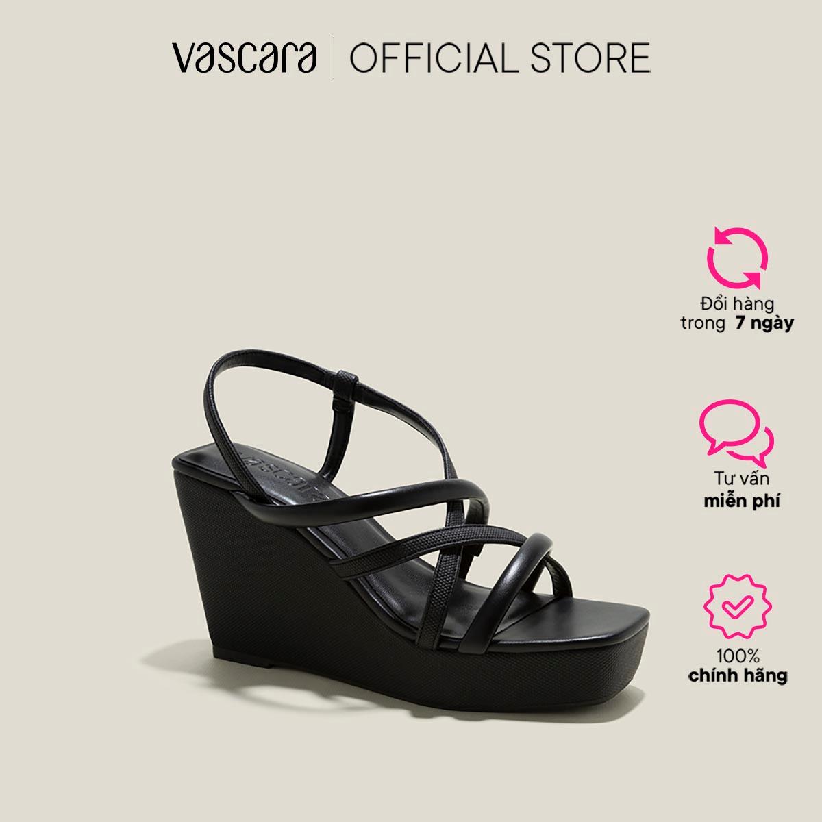 Vascara Giày Sandal Xuồng Quai Ống Phối Pu Vân Cói - SDX 0443