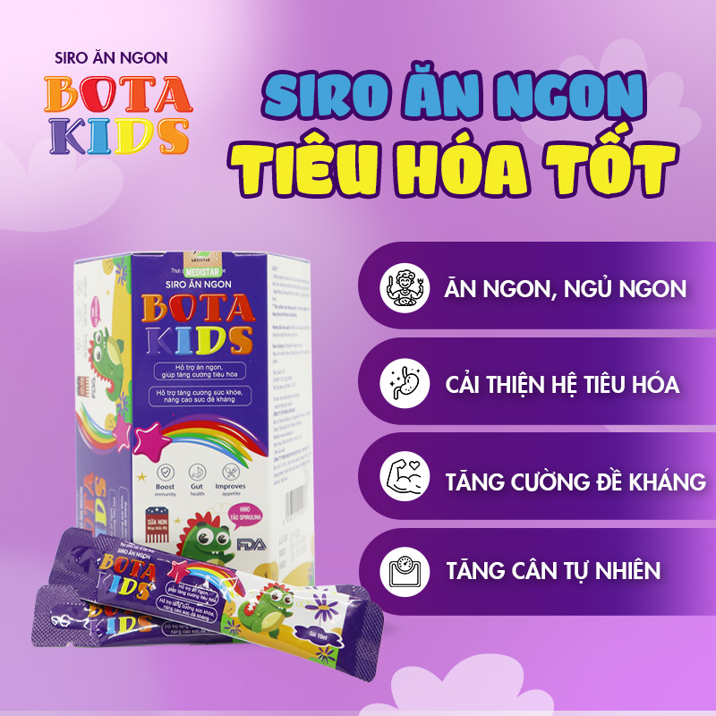 Siro Ăn Ngon BOTA KIDS Hỗ Trợ Tăng Cân, Cải Thiện Biếng Ăn Ở Trẻ Hộp 30 gói