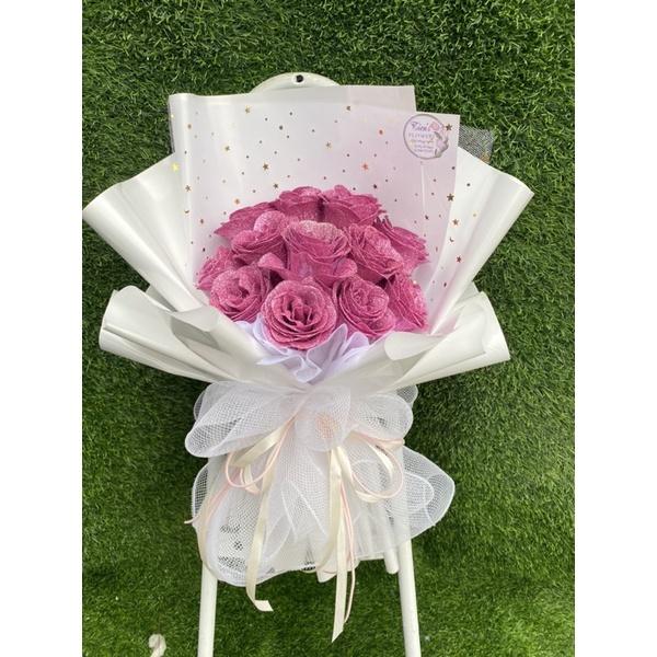 Bó hoa nhũ 12 bông cao cấp nhiều màu dùng tặng sinh nhật,valentine, 8/3