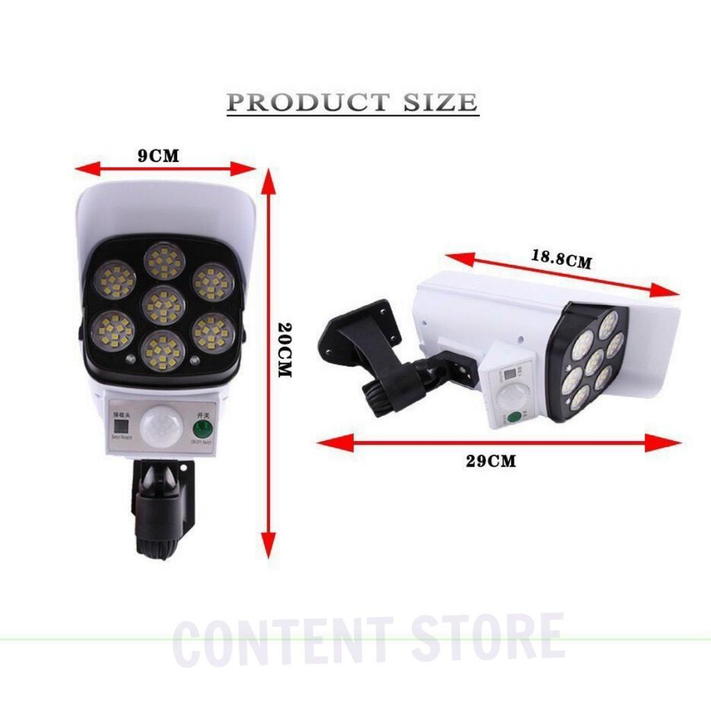 Đèn Năng Lượng Mặt Trời Giả Camera 7 Bóng Chống Trộm 30w - Đèn 3 Chế Độ Tự Động Sáng Điều Khiển Từ Xa Tiện Lợi