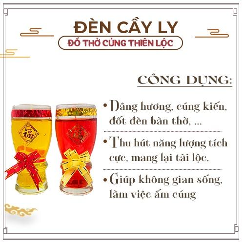 Đèn Cầy Ly Cúng A18L Nơ Vàng Cao 14cm Cháy Liên Tục 2 Ngày Đồ Thờ Cúng Thiên Lộc - Cặp 2 Ly