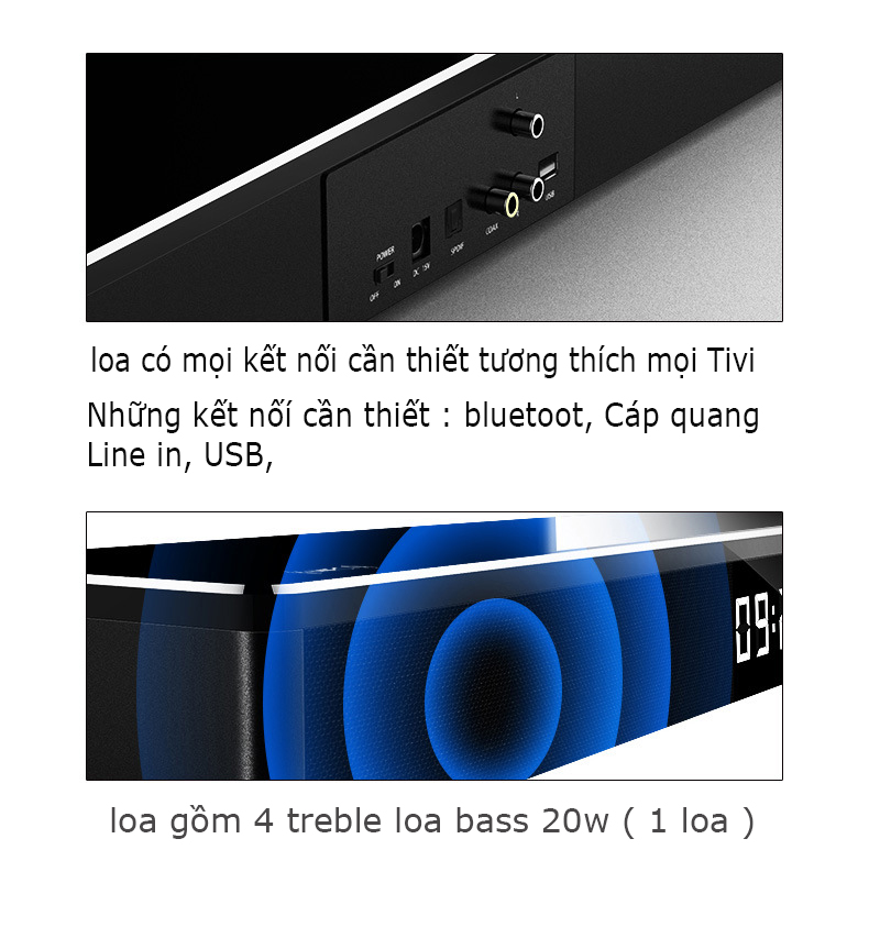 Loa soundbar tivi âm thanh nổi NFC , S9