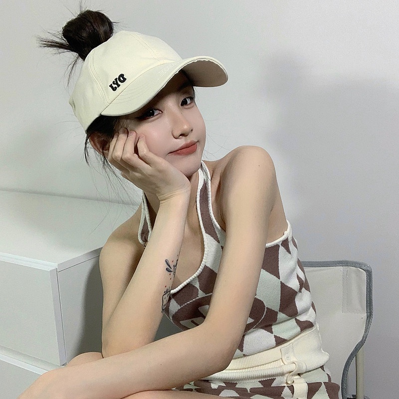 Nón Lưỡi Trai Cotton Hở Chóp Thời Trang Hàn Quốc Dành Cho Nữ thêu chữ DYJ