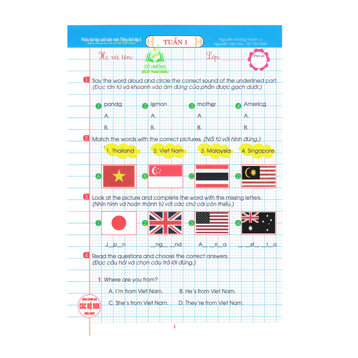 Sách - phiếu bài tập cuối tuần môn tiếng anh lớp 4 (dùng chung cho các bộ sgk hiện hành) ( HA)