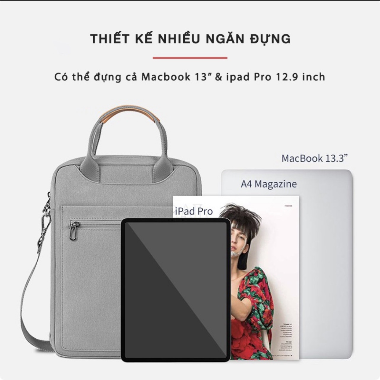 Túi Đeo Dọc WIWU PIONEER 12.9 Inch Dành Cho Ipad Làm Bằng Polyester Chống Thấm Nước, Bền, Dễ Làm Sạch - Hàng Chính Hãng