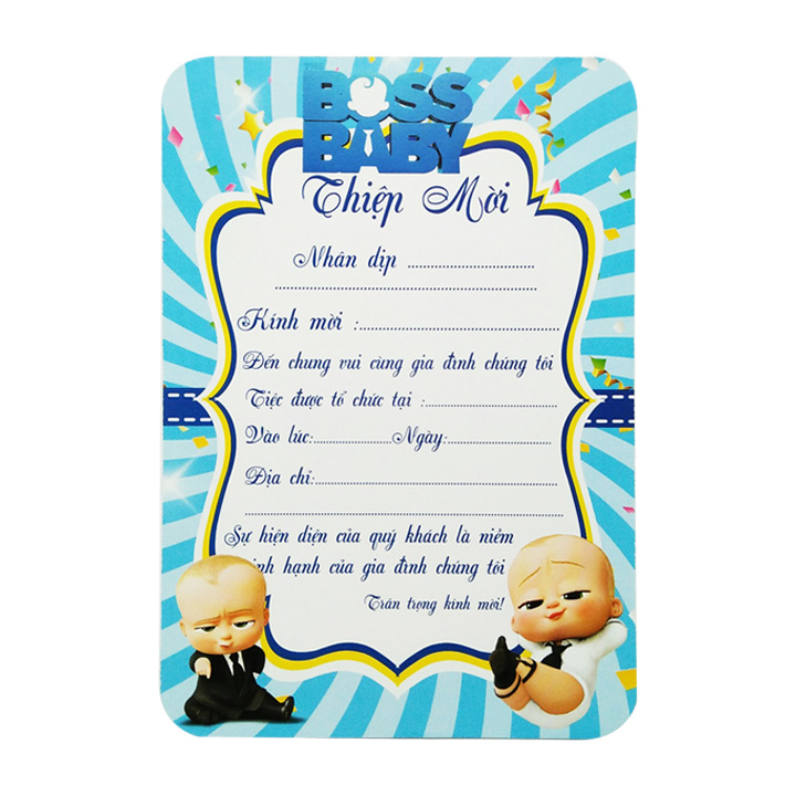 Combo 10 thiệp mời sinh nhật Boss Baby