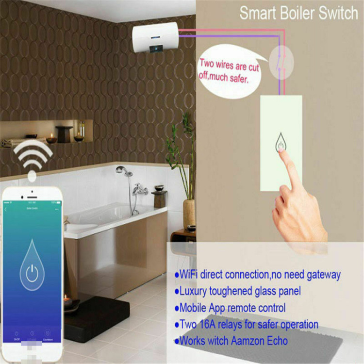Công Tắc Thông Minh cao cấp Wifi Tuya Dùng Cho Bình Nóng Lạnh Công Suất Cao 20A