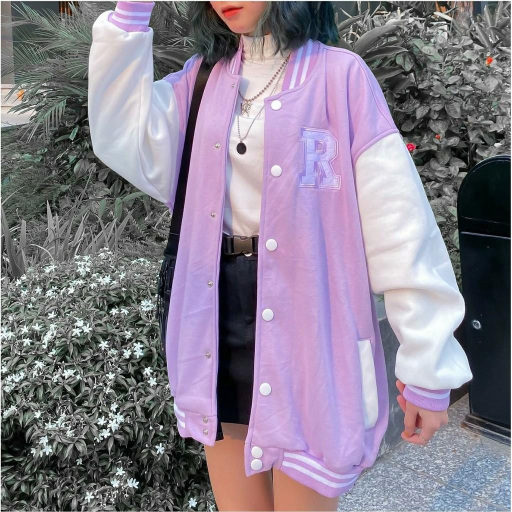 Áo Khoác BOMBER RAYSON Nỉ Bông Tay Dài Form Rộng Ulzzang Unisex (Ánh Thật)