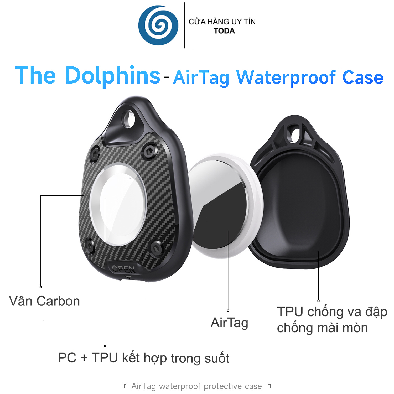 Ốp Bảo Vệ Toàn Diện Chống Nước Chống Va Đập The Dolphins cho AirTag - Hàng Chính Hãng