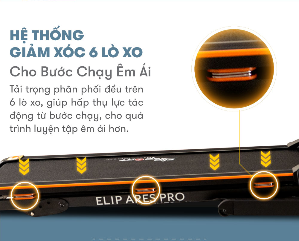 Máy Chạy Bộ Điện ELIP Ares Pro nhỏ gọn, động cơ 2.5HP, bảo hành chính hãng