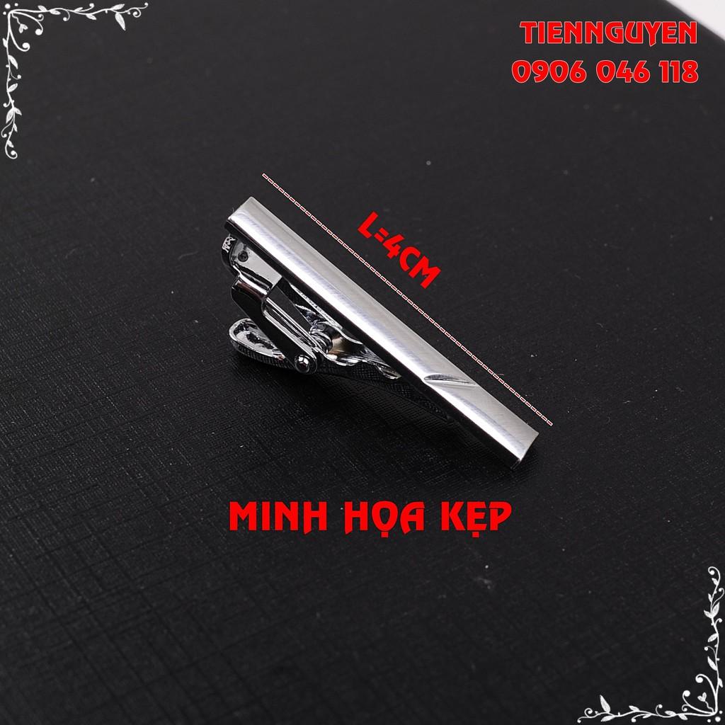 Kẹp cà vạt nam bản nhỏ - màu Bạc trơn