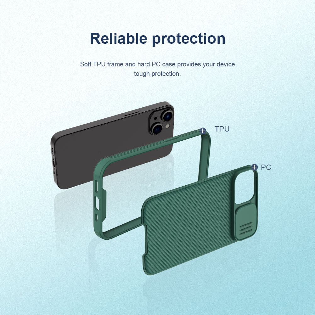 Ốp lưng chống sốc cho iPhone 14 Plus (6.7 inch) bảo vệ Camera hiệu Nillkin Camshield Pro chống sốc cực tốt, chất liệu cao cấp, có khung & nắp đậy bảo vệ Camera - hàng nhập khẩu