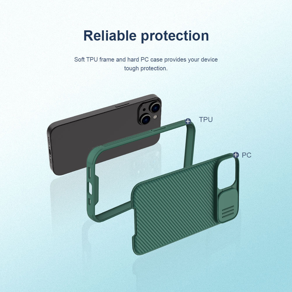 Ốp lưng chống sốc cho iPhone 14 Plus bảo vệ Camera hiệu Nillkin Camshield Pro chống sốc cực tốt, chất liệu cao cấp, có khung & nắp đậy bảo vệ Camera - hàng nhập khẩu