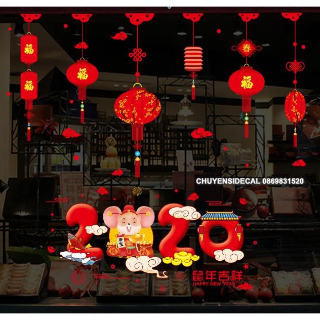 COMBO DECAL DÁN TẾT - RÈM LỒNG ĐÈN PHỐI 2020