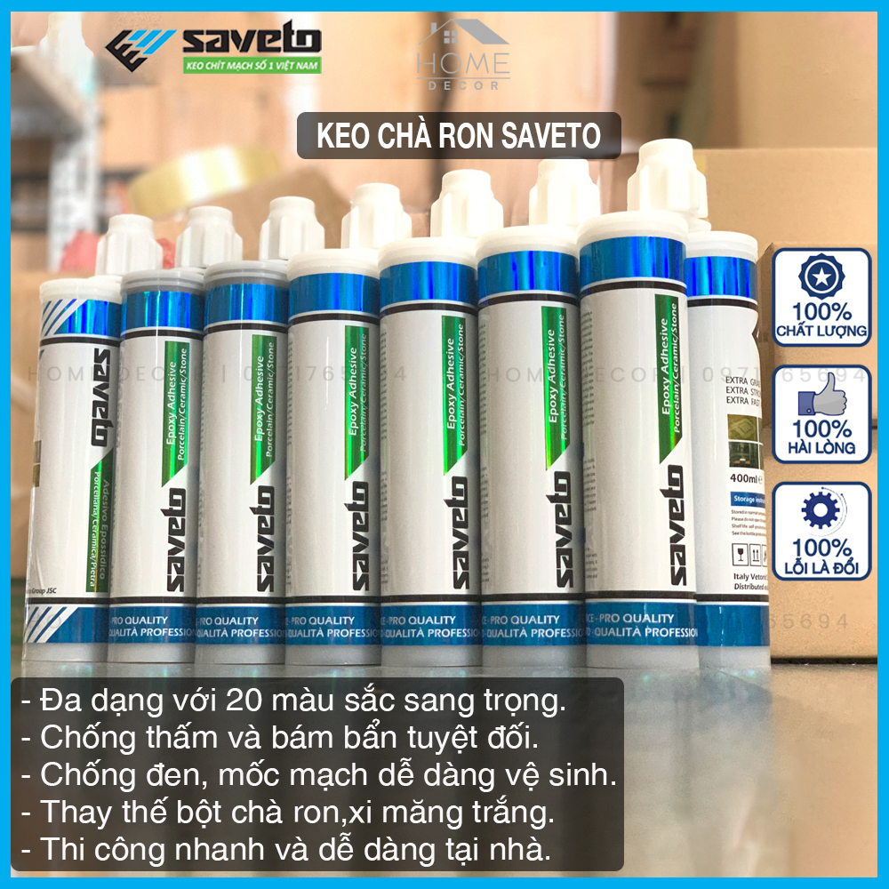 Keo Chít Mạch Saveto Epoxy 2 thành phần nhập khẩu Italy 400ml (chống thấm - bám bụi bẩn)