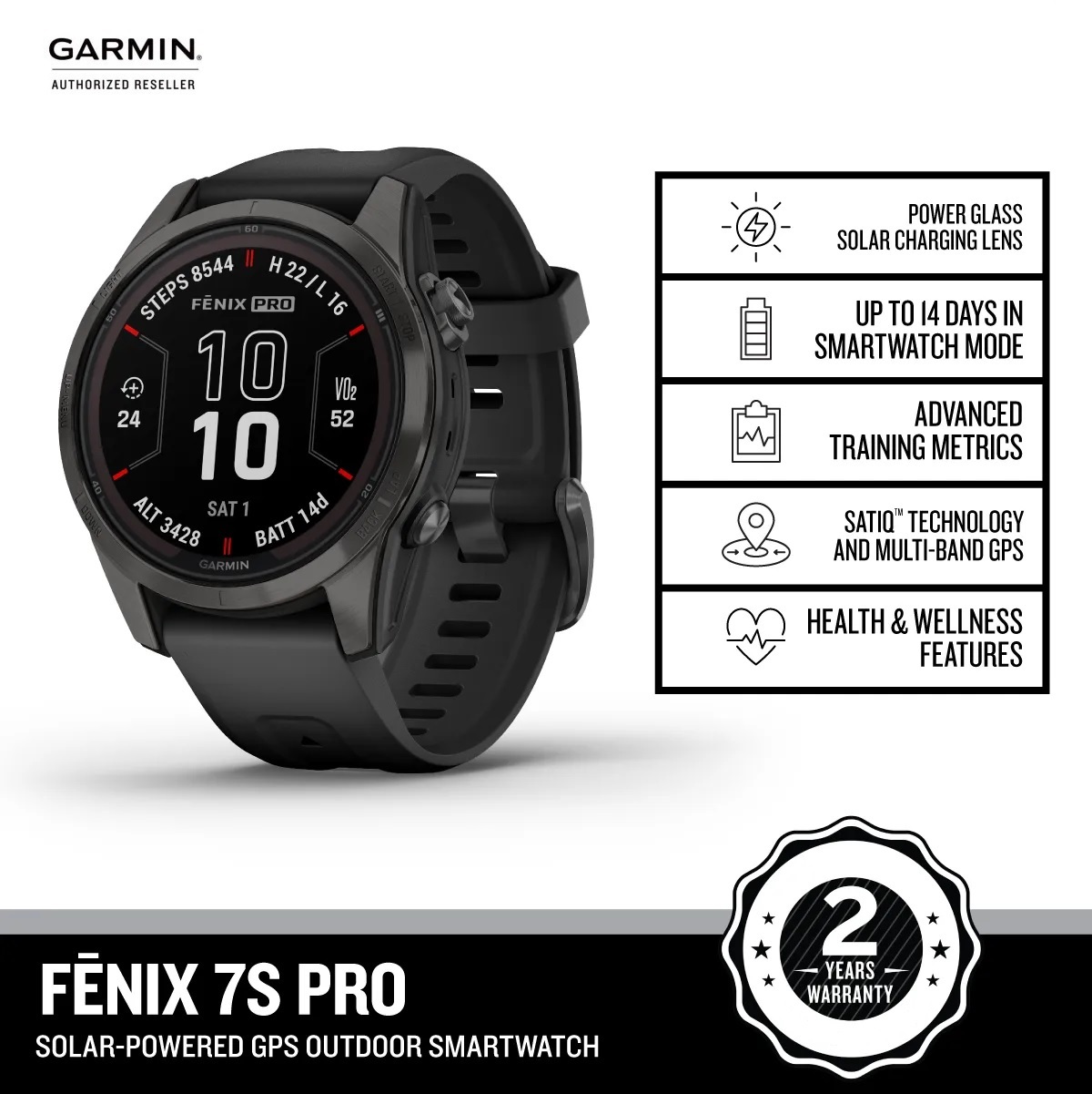 Đồng hồ thông minh Garmin fēnix 7S Pro – Sapphire Solar Edition_Mới, hàng chính hãng