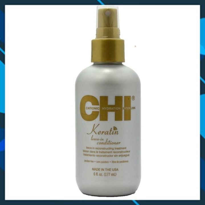 Xịt xả khô CHI Keratin Leave-In Conditioner cho tóc khô xơ hư tổn 177ml - Chính hãng Mỹ