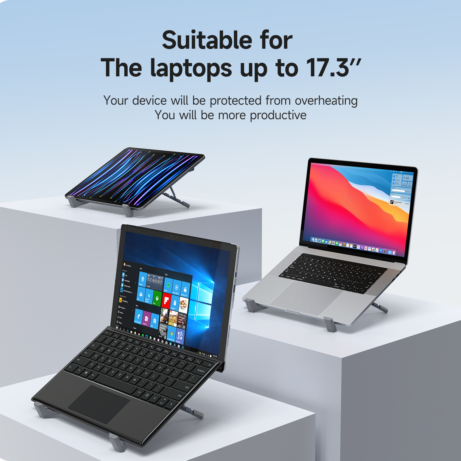 Giá Đỡ nhôm nguyên khối dành cho Laptop, Macbook, iPad Dux Ducis X-Shape Folding điều chỉnh độ cao, tản nhiệt_ Hàng chính hãng